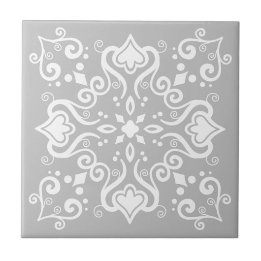 Elegant Chic White Grey Azulejo Style Pattern A01c Tegeltje (Voorkant)