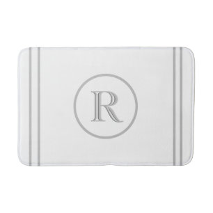 Elegant Chic White Grey Trim Aangepast monogram Badmat