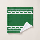 Elegant, Chic White Horses on Forest Green (Gant de toilette)