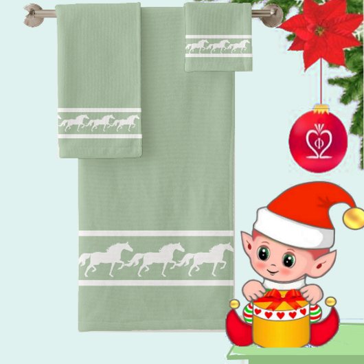 Elegant, Chic White Horses on Laurel Green