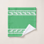 Elegant, Chic White Horses on Lucky Emerald Green (Gant de toilette)