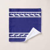 Elegant, Chic White Horses on Navy Blue (Gant de toilette)