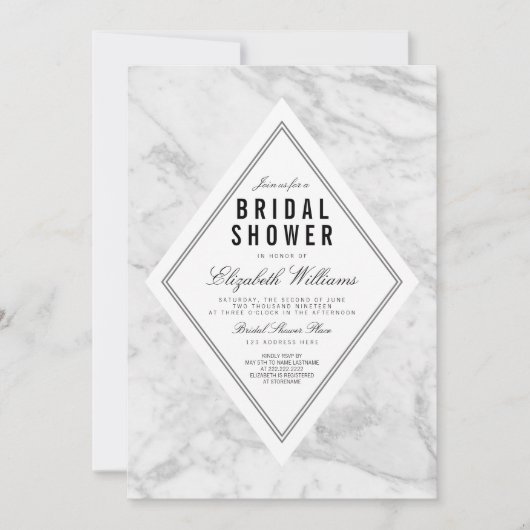 Elegant Chic White Marble Vrijgezellenfeest nodigt Kaart (Voorkant)