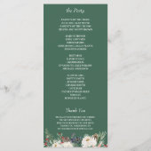 Elegant Chic Winter Floral Holly Berries Wedding Programma (Achterkant)