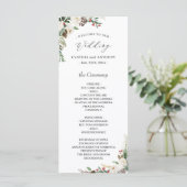 Elegant Chic Winter Floral Holly Berries Wedding Programma (Staand voorkant)