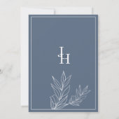 Elegant chic wit grijs blauw bloemenbruiloft kaart (Achterkant)