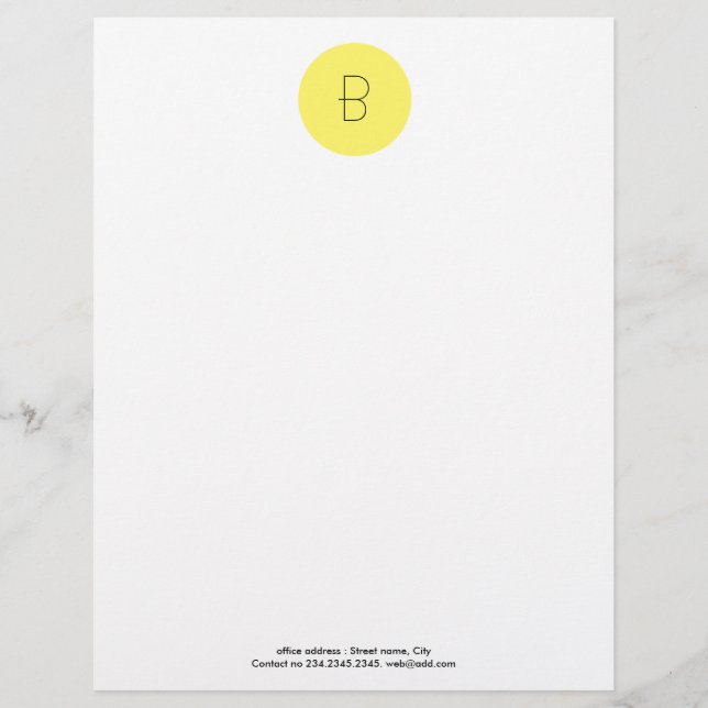 Elegant Chic Yellow Circular Monogram Kantoor Briefhoofd Ontwerp (Voorkant)