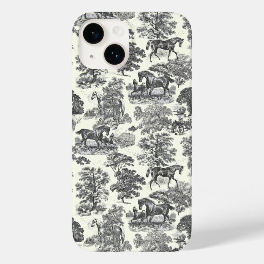 Elegant  Chic Zwart Wit Paard Toile Case-Mate iPhone Case (Achterkant)