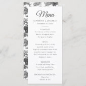 Elegant  Chic Zwart Wit Toile Herten Menu (Voorkant / Achterkant)