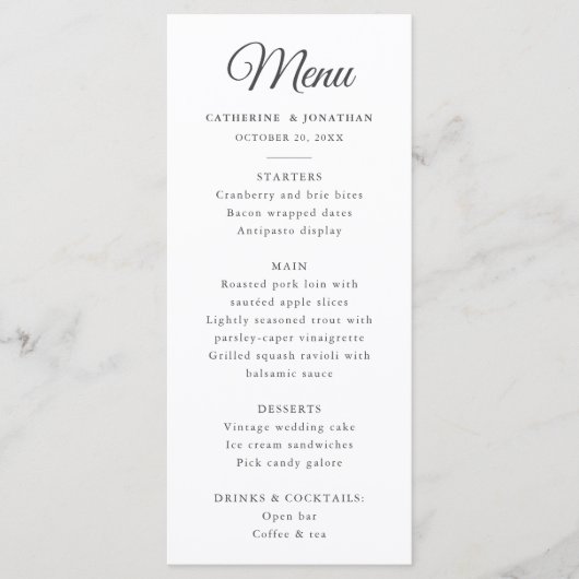 Elegant  Chic Zwart Wit Toile Herten Menu (Voorkant)