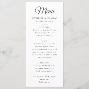 Elegant  Chic Zwart Wit Toile Herten Menu