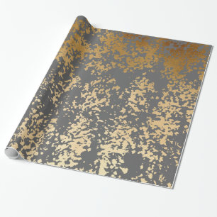 elegant chick faux goud en grijze penseelstreken cadeaupapier