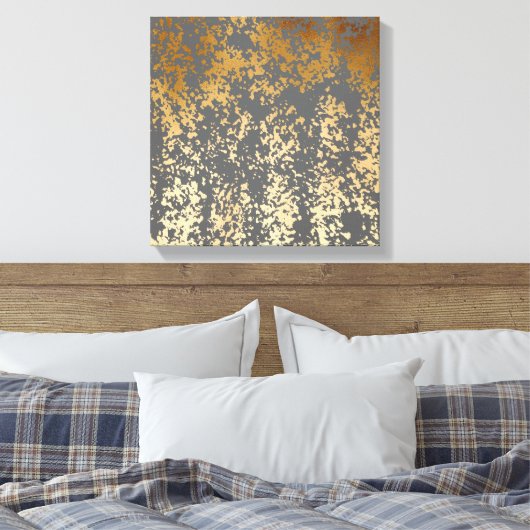 elegant chick faux goud en grijze penseelstreken canvas afdruk (Insitu (Slaapkamer))