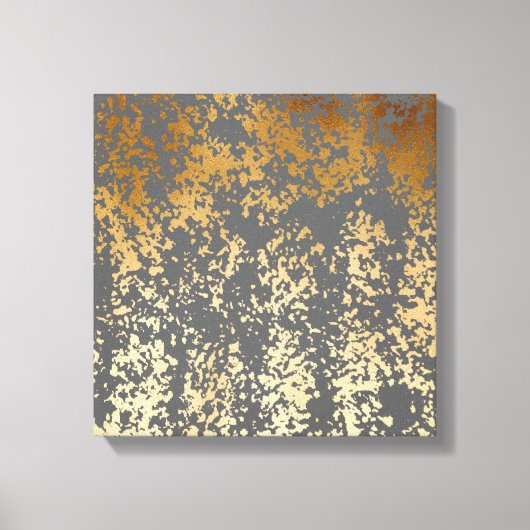 elegant chick faux goud en grijze penseelstreken canvas afdruk (Voorkant)