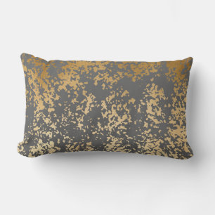 elegant chick faux goud en grijze penseelstreken kussen
