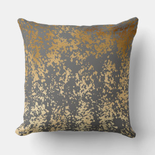 elegant chick faux goud en grijze penseelstreken kussen
