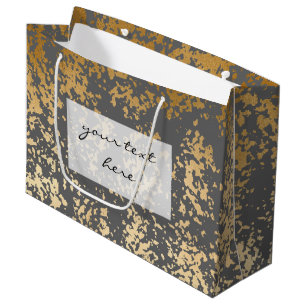 elegant chick faux goud en grijze penseelstreken large cadeautasje