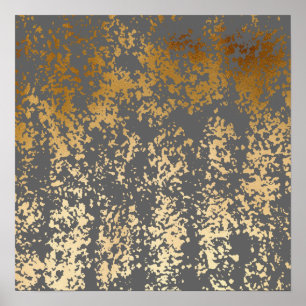 elegant chick faux goud en grijze penseelstreken poster