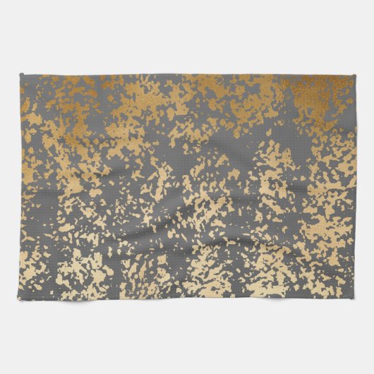 elegant chick faux goud en grijze penseelstreken theedoek (Horizontaal)
