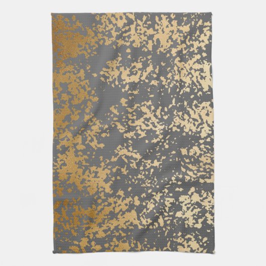 elegant chick faux goud en grijze penseelstreken theedoek (Verticaal)