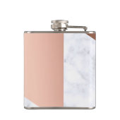 Elegant chick geometrisch wit marmer roos goud heupfles (Achterkant)