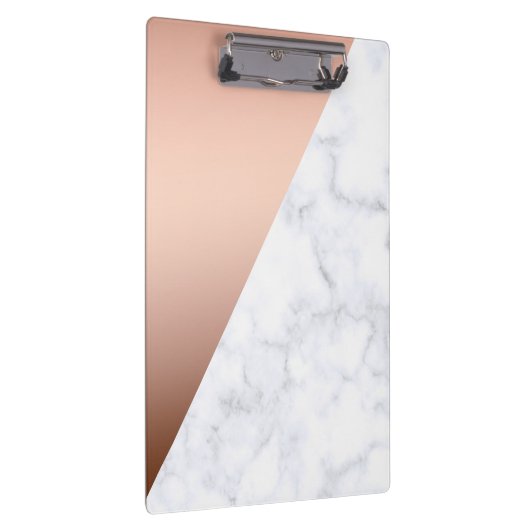 Elegant chick geometrisch wit marmer roos goud klembord (Rechts)