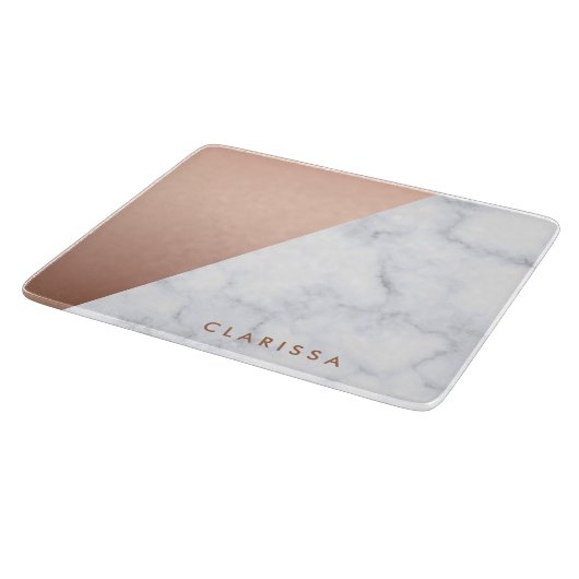 elegant chick geometrisch wit marmer roos goud snijplank (Hoek)