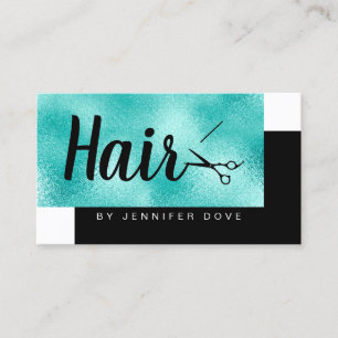 Elegant chick munt blue scissers haarstylist visitekaartje