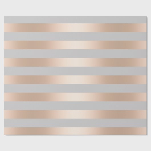 Elegant Chick Roos Gold & Grey Stripe Cadeaupapier (Vlak)