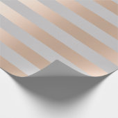 Elegant Chick Roos Gold & Grey Stripe Cadeaupapier (Hoek)