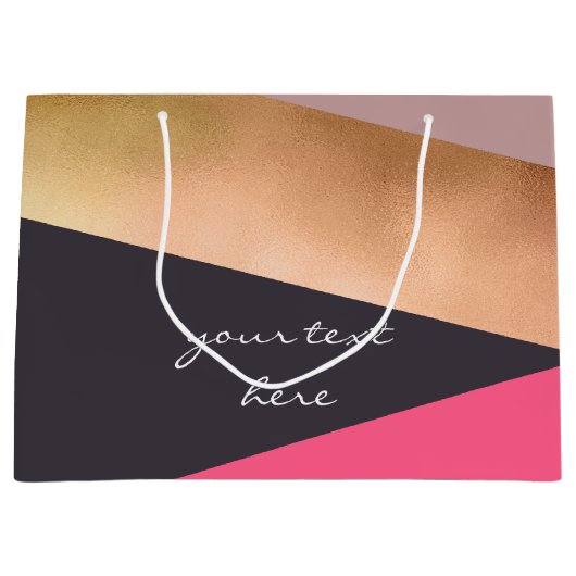 elegant chick roos goudroze grijze kleurenblok large cadeautasje (Voorkant)