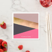 elegant chick roos goudroze grijze kleurenblok servetten (Insitu)