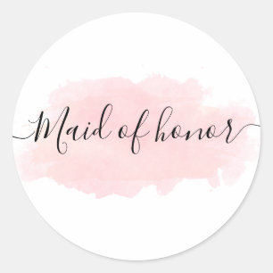 Elegant  chick roze waterverf dienstmeisje ronde sticker