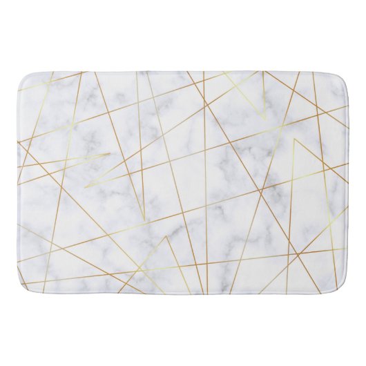 elegant chick white marble faux goud geometrisch badmat (Voorkant)