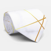 elegant chick white marble faux goud geometrisch stropdas (Opgerold)