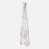 elegant chick white marble faux goud geometrisch stropdas (Achterkant)