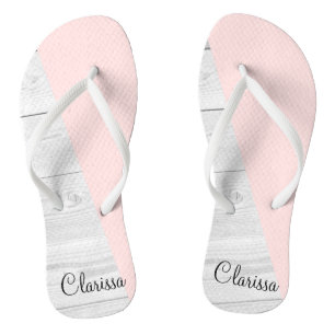 elegant chick white pastel roze hout geometrisch teenslippers