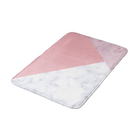 Elegant chick white pastel roze marmer geometrisch badmat (Gekanteld)