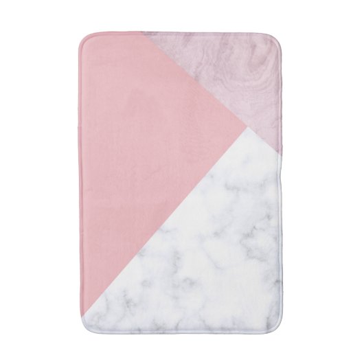 Elegant chick white pastel roze marmer geometrisch badmat (Voorkant Verticaal)