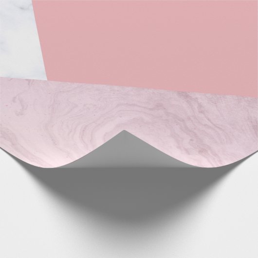 Elegant chick white pastel roze marmer geometrisch cadeaupapier (Hoek)