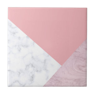 Elegant chick white pastel roze marmer geometrisch tegeltje