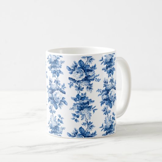 Elegant China Blue Rozen Koffiemok (Voorkant rechts)