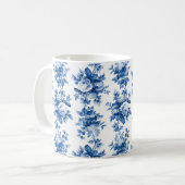 Elegant China Blue Rozen Koffiemok (Voorkant links)