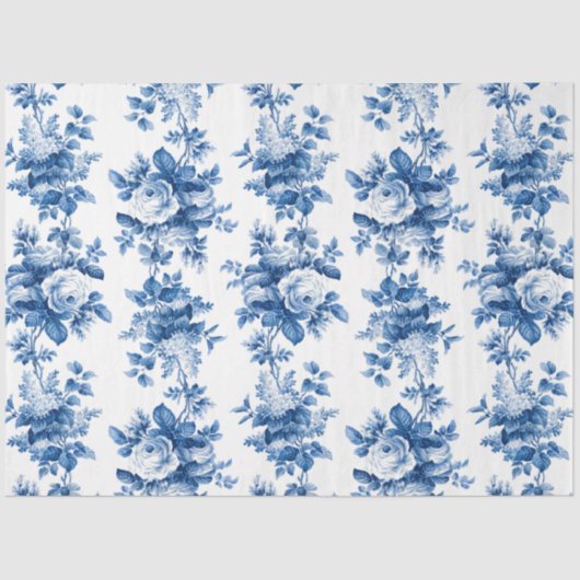 Elegant  China Blue Rozen Tissuepapier (Voorkant)