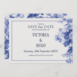 Elegant China Blue Wedding save the date