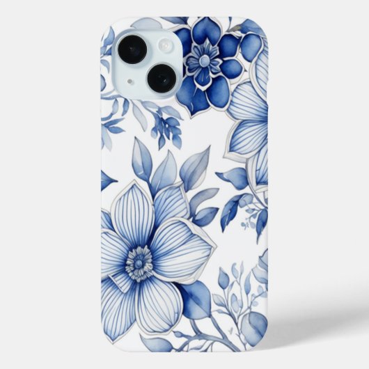 Elegant Chinees Blauw & Wit Bloempatroon Case-Mate iPhone Case (Achterkant)