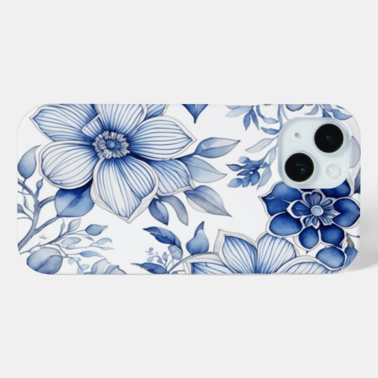 Elegant Chinees Blauw & Wit Bloempatroon Case-Mate iPhone Case (Achterkant (horizontaal))