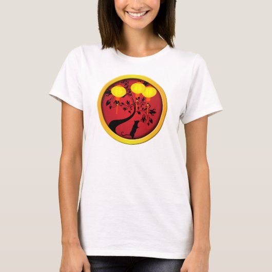 Elegant Chinees Nieuwjaar Rat Gold Lantern T-shirt (Voorkant)