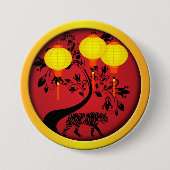 Elegant Chinees Nieuwjaar Tijgergoudlampions Ronde Button 7,6 Cm (Voorkant)