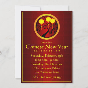 Elegant Chinees nieuwjaarsaap met gouden lampions Kaart